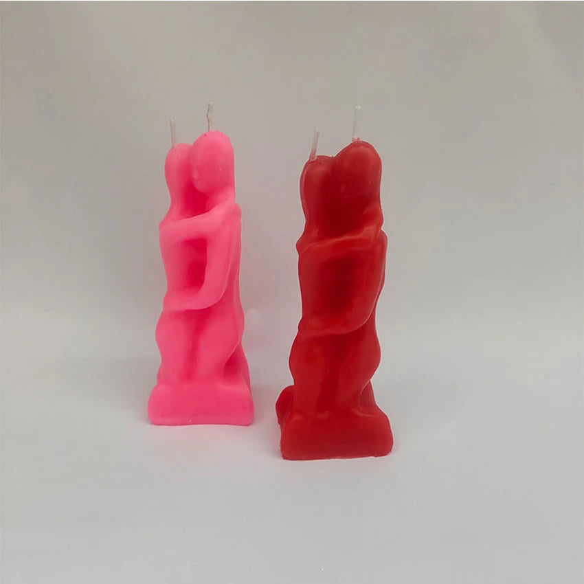 Couple Embracing Candles - Love Ritual Candles Red & Pink