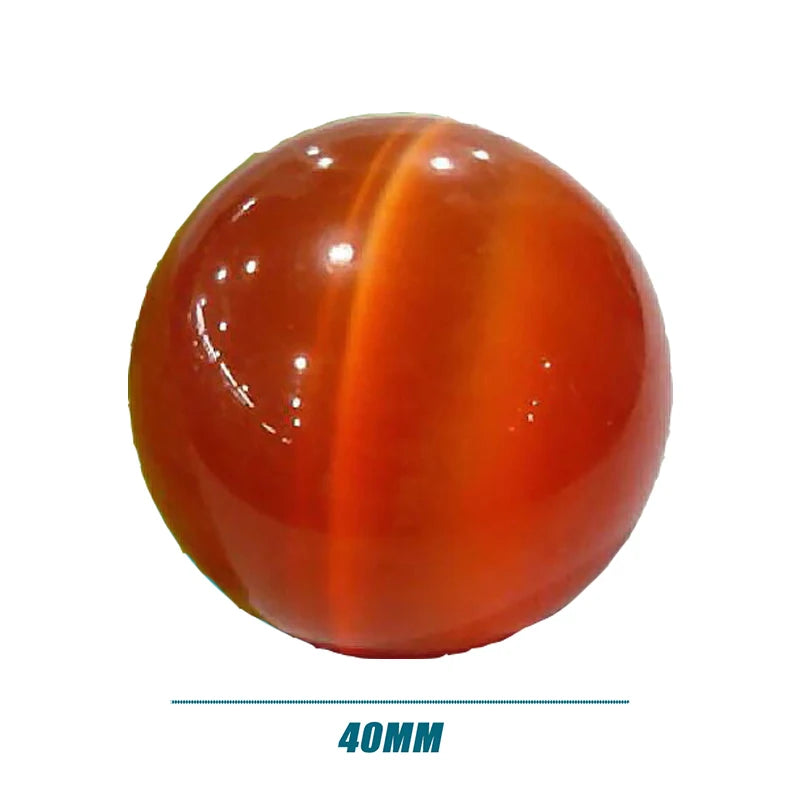 40MM red and orange striped ball on a white background