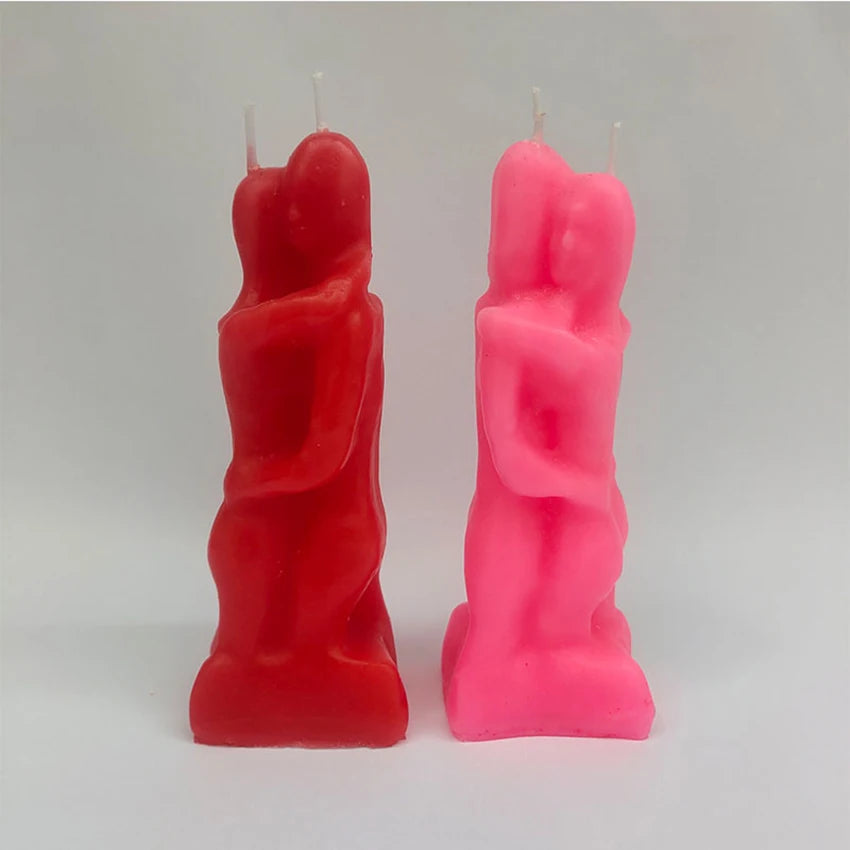 Couple Embracing Candles - Love Ritual Candles Red & Pink