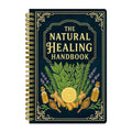Book titled 'The Natural Healing Handbook' with herbal illustrations on a dark blue background