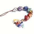 Necklace with colorful gemstone beads on a white background