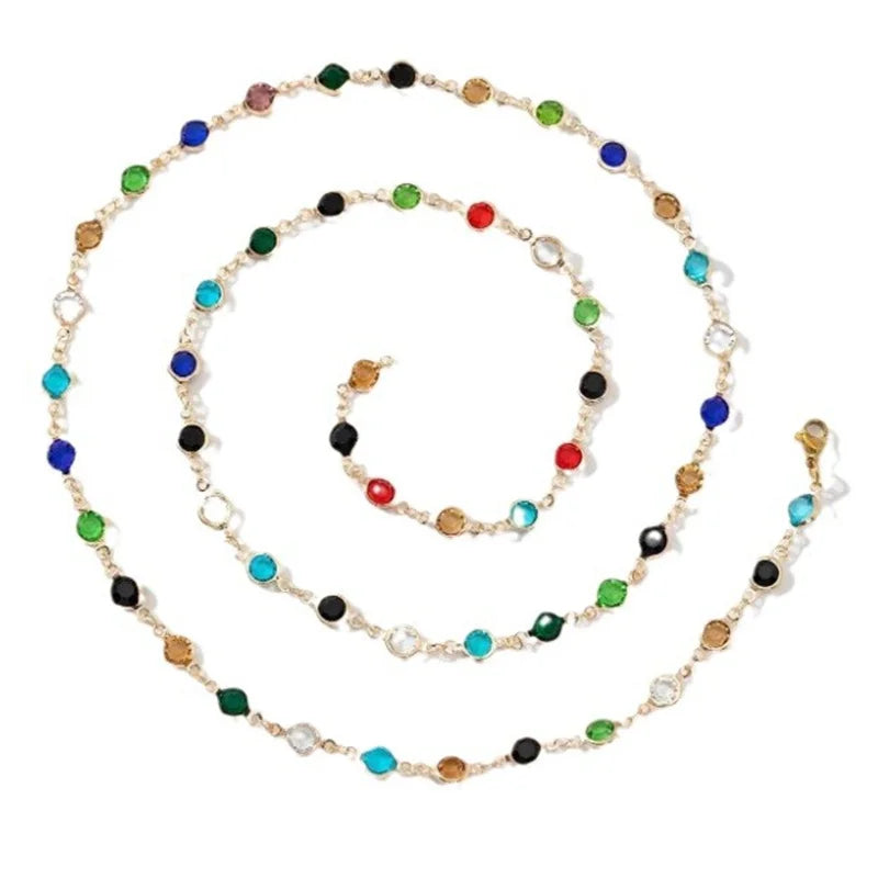 Colorful beaded necklace on a white background
