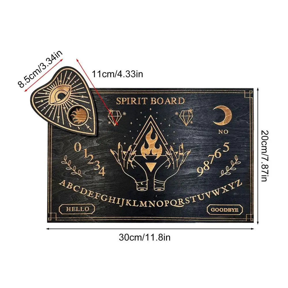 Spirit board with measurements on a white background