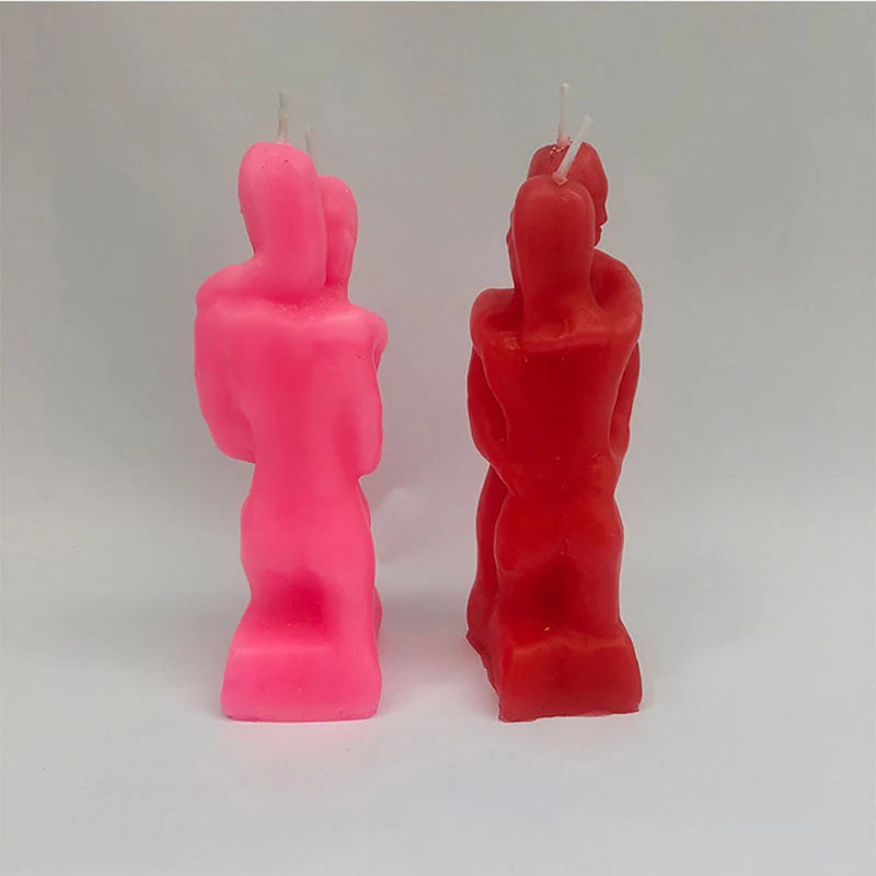 Couple Embracing Candles - Love Ritual Candles Red & Pink