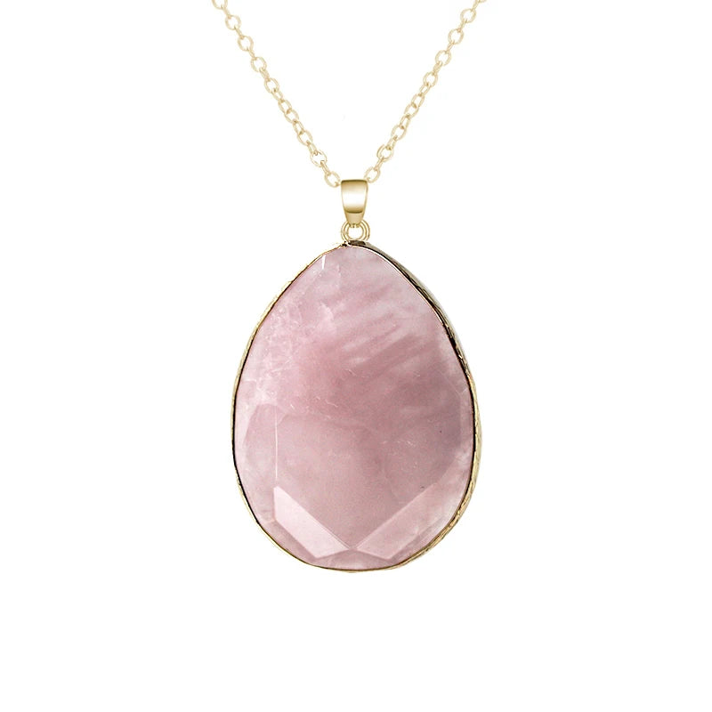 Rose Quartz Teardrop Necklace