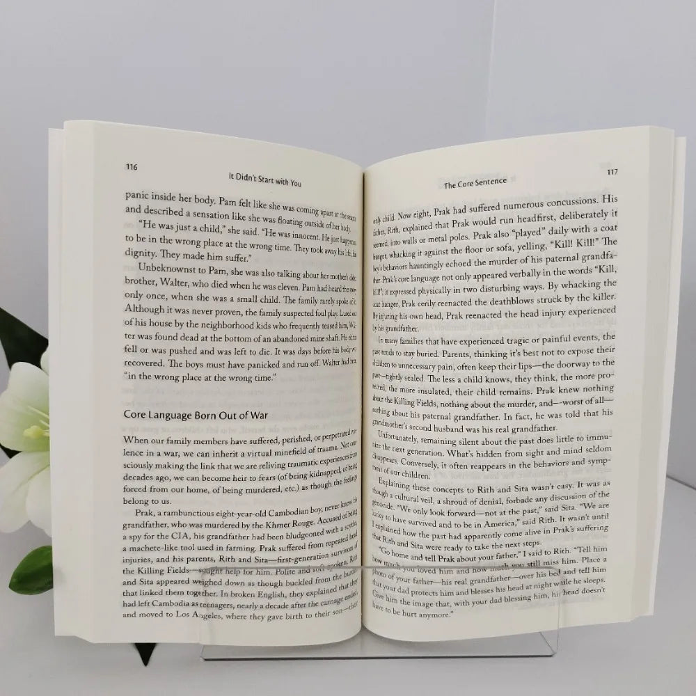 Open book with text on a white background